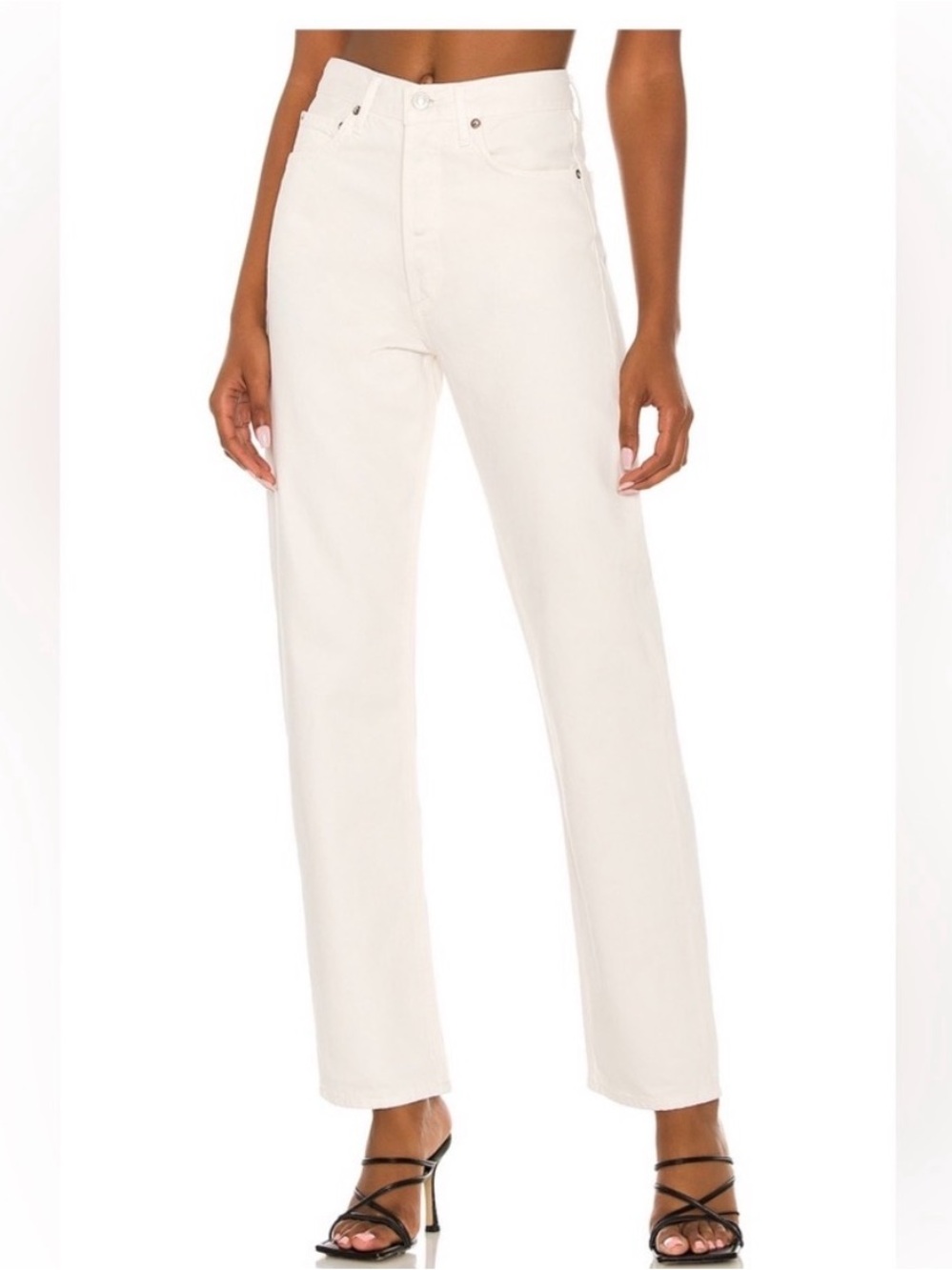 Agolde Straight Leg Jeans in White- high rise pinch waste